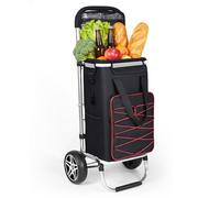 YEAUPE PRO 3en1 Carrito de Compra con Compartimento refrigerado, 45L Carrito con Bolsa Desmontable, Capacidad máx. 25kg, Incl. Bolsillos Laterales y abrebotellas (Rojo)