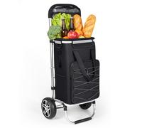 YEAUPE PRO 3en1 Carrito de Compra con Compartimento refrigerado, 45L Carrito con Bolsa Desmontable, Capacidad máx. 25kg, Incl. Bolsillos Laterales y abrebotellas (Negro)