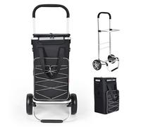 YEAUPE PRO 3en1 Carrito de Compra con Compartimento refrigerado, 45L Carrito con Bolsa Desmontable, Capacidad máx. 25kg, Incl. Bolsillos Laterales y abrebotellas (Gris)