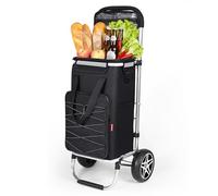 YEAUPE PRO 3en1 Carrito de Compra con Compartimento refrigerado, 50L Carrito con Bolsa Desmontable, Capacidad máx. 25kg, In olsillos Laterales y abrebotellas (Negro)