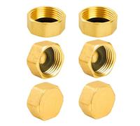 YEAUPE PRO 6 Piezas G3/4"(Ø24mm) Tapa de Latón Rosca Interior, Tapas Tapón de Latón,con Arandelas de Manguera y Cinta de Materia Prima, para Tapón de Tubería Radiadores Agua de Jardín