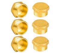 YEAUPE PRO 6 Piezas Tapón de Latón con Rosca Exterior G1/2"(Ø 20,3mm),Tapones de Latón con Hexágono,para Grifos,Tuberías de Agua, Válvulas de Lavadora