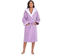YEAUPE PRO Albornoz con capucha para mujer, 100% algodón, con certificación OEKO-TEX, terciopelo, color Morado lavanda, talla XXL