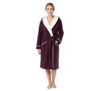 YEAUPE PRO Albornoz con capucha para mujer, de felpa, 100% algodón, con certificación OEKO-TEX, color morado oscuro, talla XXL