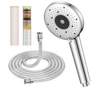 YEAUPE PRO Alcachofa de ducha con manguera, ducha de mano de alta presión con 6 tipos de chorro, filtro de 25 capas para agua dura, eliminación de cloro, protección contra la cal, ahorro de agua