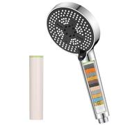 YEAUPE PRO Alcachofa de ducha de 6 funciones, 110 mm, cromada, con cartucho de filtro reemplazable, spray de ahorro de agua de alta presión, boquillas antical fáciles de limpiar