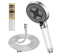 YEAUPE PRO Alcachofa de ducha filtrada con manguera de 110 mm de alta presión, 6 modos de pulverización, cabezal de ducha de mano con mango transparente, ahorro de agua, antical, para agua dura