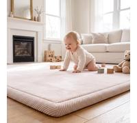 YEAUPE PRO Alfombra para Gatear de 200x300x3.5cm, Beige, de Franela, para Sala de Estar o como Alfombra de Juegos para bebés, con Espuma viscoelástica