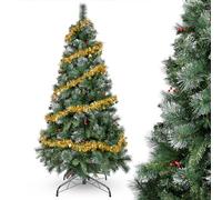 YEAUPE PRO Árbol de Navidad Artificial de 165cm con Bayas Rojas y Efecto Nieve, Decorado, PVC, Montaje en 3 Partes, Base de Metal