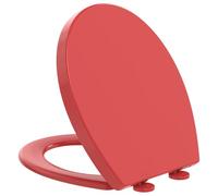 YEAUPE PRO Asiento de inodoro con dispositivo de descenso automático, asiento de inodoro con descenso automático, bisagras ajustables, rojo (44,6 x 37,2 cm)