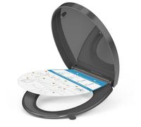 YEAUPE PRO Asiento de inodoro de cierre suave, universal, color blanco, ovalado, asiento de plástico de liberación rápida con fijación ajustable para una fácil limpieza, resistente estándar para baño