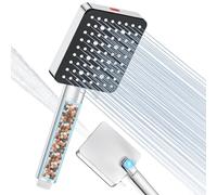 YEAUPE PRO Cabezal de ducha con filtro de agua dura, cabezales de ducha cuadrados de alta presión con lavado a presión para limpieza, 6 + 1 modos de pulverización para eliminar el cloro residual