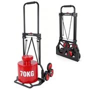 YEAUPE PRO Carretilla Plegable, Carretilla de Mano - Ruedas Grandes TPR Reforzadas, Mango Telescópico Ajustable, Incluye 2 Cuerdas Elásticas, Ideal para Subir y Bajar, 70kg - Sube escaleras - Negro
