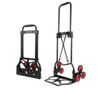 YEAUPE PRO Carretilla Plegable, Carretilla de Mano - Ruedas Grandes TPR Reforzadas, Mango Telescópico Ajustable, Incluye 2 Cuerdas Elásticas, Ideal para Subir y Bajar, 50kg - Sube escaleras - Negro