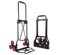 YEAUPE PRO Carretilla Plegable, Carretilla de Mano - Ruedas Grandes TPR Reforzadas, Mango Telescópico Ajustable, Incluye 2 Cuerdas Elásticas, Ideal para Subir y Bajar, 45kg - Sube escaleras - Negro