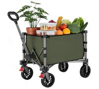 YEAUPE PRO Carrito Plegable, Carro de Transporte - Soporta 50kg, accesos Laterales con Cremallera, Bolsillos de Red, asa Ajustable y diseño Compacto - Ideal para Oficina y Hogar - 60L, Verde Militar