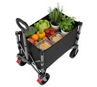 YEAUPE PRO Carrito Plegable, Carro de Transporte - Soporta 50kg, accesos Laterales con Cremallera, Bolsillos de Red, asa Ajustable y diseño Compacto - Ideal para Oficina y Hogar - 60L, Negro