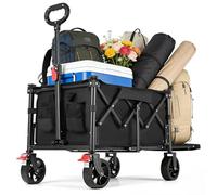 YEAUPE PRO Carrito Plegable de Transporte - Carga 100kg, Fondo Abatible para Objetos Largos. Carro de Playa con Frenos, para Playa, Camping, Pesca, Transporte Familiar - 60-110L, Negro