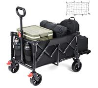 YEAUPE PRO Carrito Plegable de Transporte - Carga 100kg, Fondo Abatible para Objetos Largos. Carro de Playa con Frenos, para Playa, Camping, Pesca, Transporte Familiar - 60-110L, Negro