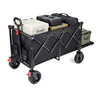 YEAUPE PRO Carrito Plegable de Transporte - Carga 200kg, Fondo Abatible para Objetos Largos. Carro de Playa con Frenos, para Playa, Camping, Pesca, Transporte Familiar - 160-240L, Negro Tinta