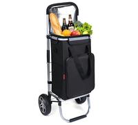 YEAUPE PRO Carro de la Compra, MAX 50L de Capacidad - Carrito de 2 Ruedas, 3 en 1 con Bolsa Térmica Desmontable - para Compra Semanal, Picnic o Viaje - Negro Mate