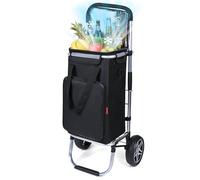 YEAUPE PRO Carro de la Compra, MAX 50L de Capacidad - Carrito de 2 Ruedas, 3 en 1 con Bolsa Térmica Desmontable - para Compra Semanal, Picnic o Viaje - Negro