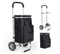 YEAUPE PRO Carro de la Compra, MAX 50L de Capacidad - Carrito de 2 Ruedas, 3 en 1 con Bolsa Térmica Desmontable - para Compra Semanal, Picnic o Viaje - Negro Pez