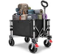YEAUPE PRO Carro Playa Plegable con Ruedas - 70L, 50 kg - Ruedas Amovibles, Mango Ajustable, Acceso Lateral con Cremallera y Diseño Compacto, Ideal para jardín, paquetería y hogar - Negro Mate