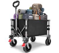 YEAUPE PRO Carro Playa Plegable con Ruedas - 70L, 50 kg - Ruedas Amovibles, Mango Ajustable, Acceso Lateral con Cremallera y Diseño Compacto, Ideal para jardín, paquetería y hogar - Negro