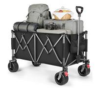 YEAUPE PRO Carro Playa Plegable Todo Terreno - con Frenos Dobles, Ruedas Anchas y Estructura Reforzada, Gran Capacidad (260L/150kg), Mango Ajustable, Playa, Camping, Negro