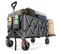 YEAUPE PRO Carro Plegable 150-240L 120kg con Freno, Portón Trasero Abatible para Objetos Largos, Estructura Doble y Mango Ajustable - Ideal para Camping, Playa, Jardín, Gris Acero