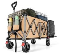 YEAUPE PRO Carro Plegable 150-240L 120kg con Freno, Portón Trasero Abatible para Objetos Largos, Estructura Doble y Mango Ajustable - Ideal para Camping, Playa, Jardín, Caqui