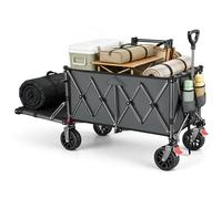 YEAUPE PRO Carro Plegable 150-240L 120kg con Freno, Portón Trasero Abatible para Objetos Largos, Estructura Doble y Mango Ajustable - Ideal para Camping, Playa, Jardín, Gris