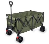 YEAUPE Pro Carro Plegable de 280 l, 150 kg, Carro Plegable con Freno de estacionamiento, 4 vías, Altura Ajustable para Camping, Carrito de Playa, jardín, Compras, Verde Oliva
