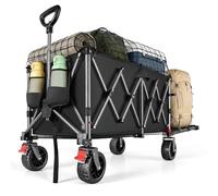 YEAUPE PRO Carro plegable de camping resistente de 160 a 240 L, carro plegable para jardín con ruedas de 7 pulgadas de ancho, diseño plegable de apertura trasera, freno doble delantero, bolsa de malla