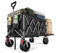YEAUPE PRO Carro Plegable Todo Terreno - Frenos Dobles, Ruedas Anchas, Estructura Reforzada, Mango Ajustable - Ideal para Playa y Camping - 200-300L, Negro
