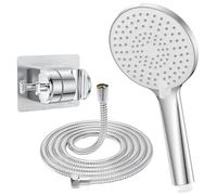 YEAUPE PRO Juego de alcachofa de ducha y soporte de manguera, alcachofa de ducha de mano con manguera de 1,6 m, 3 tipos de chorro, cabezal redondo grande (Φ120 mm), cabezal de ducha de alta presión
