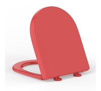YEAUPE PRO Tapa de inodoro con descenso automático en forma de D, asiento de inodoro fácil de montar, tapa de inodoro extraíble, soporta hasta 175 kg, 44,6 x 36,1, rojo, incluye plantilla de