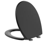 YEAUPE PRO Tapa de inodoro con dispositivo de descenso automático, ovalada, duroplast, tapa de inodoro, color negro, asiento de inodoro de fácil montaje