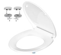 YEAUPE PRO Tapa de inodoro con dispositivo de descenso automático, resistente a los rayos UV, tapa de inodoro con función de liberación rápida, 150 kg de carga, Duroplast blanco, 44,6 x 37,2 x 5,2 cm