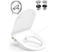 YEAUPE PRO Tapa WC Universal Bidet Soft Close Doble Boquilla Blanco Forma D | Asiento de inodoro bidet no eléctrico, doble boquilla, cierre suave y montaje sencillo para baño diario (Versión 1)