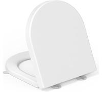 YEAUPE PRO Tapa WC Universal con Cierre Suave, en Forma de D [CORTO], Fácil de Instalar, Asiento de Inodoro Extraíble, Capacidad de Carga Hasta 150 kg, Blanco, 42,5 x 36,3 cm