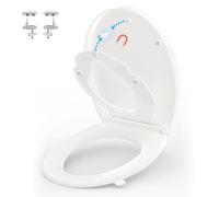 YEAUPE PRO Tapa wc universal Familiar Forma de O, Asiento de Inodoro con Cierre Suave en Forma de O con Liberación Rápida, Fácil de Limpiar, Blanco, 44,6 x 37,2 CM