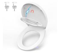 YEAUPE PRO Tapa wc universal Familiar Forma de O, Asiento de Inodoro con Cierre Suave en Forma de O con Liberación Rápida, Fácil de Limpiar, Blanco, plantilla incluida, 44,6 x 37,2x 4,35 CM