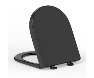 YEAUPE PRO Tapa WC Universal Forma D con Cierre Suave y Liberación Negro | Asiento WC de PP con liberación rápida, limpieza fácil e instalación sencilla. Ideal para baños del hogar, 45 x 36,1 x 3,7 cm