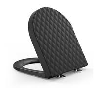 YEAUPE PRO Tapa WC Universal Forma de D, Asiento de Inodoro de Cierre Suave con Liberación Rápida para una Fácil Limpieza, Negro, 43,5 * 36,2 * 5,1 CM, Incluye plantilla de instalación