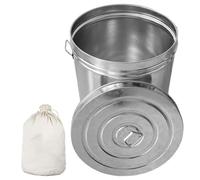 Yeaxxsqy Contenedor de Almacenamiento de Semillas de pájaros con Tapa, 33 Libras, Cubo de Metal Resistente para Alimentos Secos para Mascotas, Cenizas de carbón, 13.78 x 11.81 Pulgadas, Plateado, CU