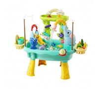 Yeaxxsqy Mesa de Juegos acuáticos 6 en 1 de 2 para niños, Juguete Azul para niños con tobogán de riego circulante, Pesca y Baloncesto, Mesa de Arena y Agua para pequeños