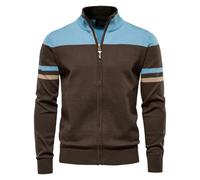 YEBAITOU Chaqueta de punto con cremallera para otoño e invierno para hombre, azul claro, XS