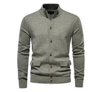 YEBAITOU Suéter de punto para hombre, otoño e invierno, estilo euroamericano, informal, color liso, marrón, M